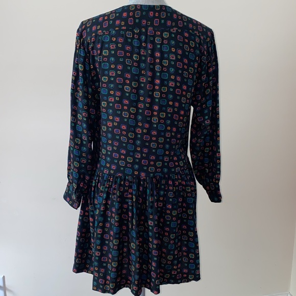 Vintage Gypsy Pier 1 Clothing Long Sleeve Geometric 80’s Print Mini Dress Size S - Picture 3 of 12